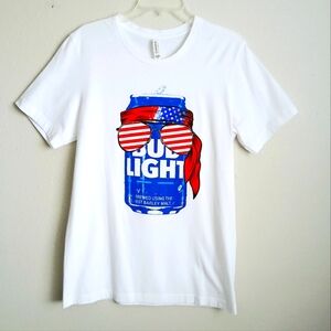 Bud Light Graphic Tee Mens Size Medium Red White & Blue Beer Americana